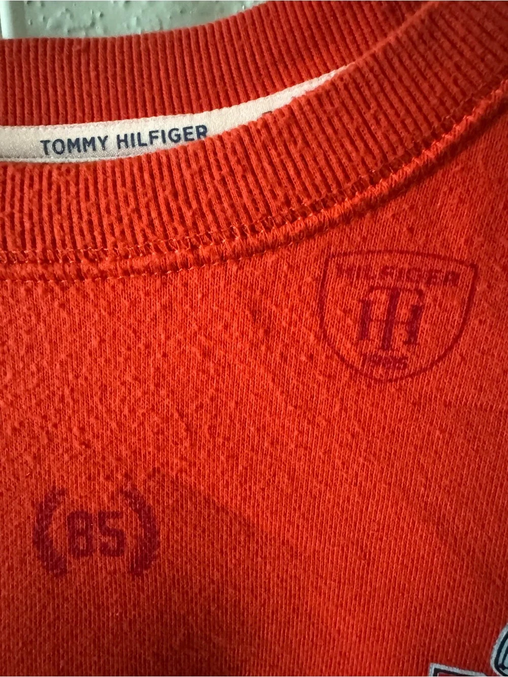 Tommy Hilfiger Red Super Bowl LVI Patch Crewneck Sweater